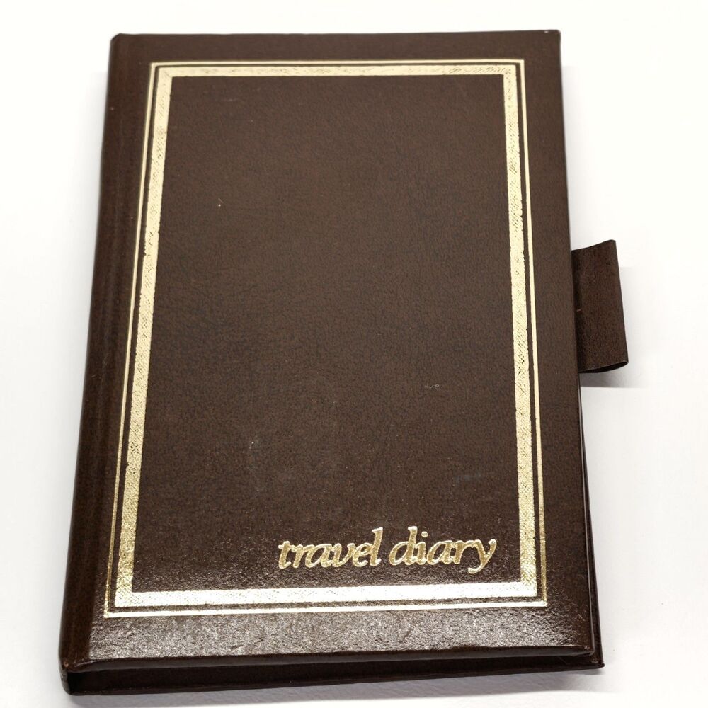 Vintage C.R. Gibson Travel Diary Journal 1974 Unused Faux Leather Maps Planner